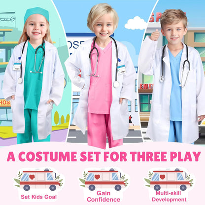 This doctor costume set is perfect for pretend play, learning and inspiring your child's imagination