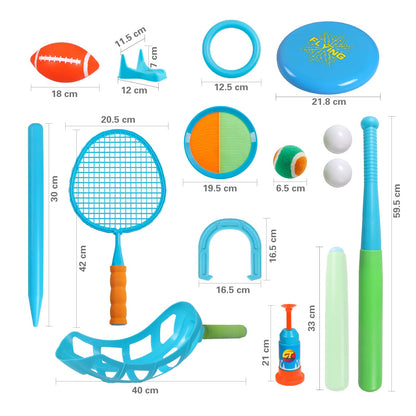 This outdoor toy set for kids includes various games and is perfect for family activities