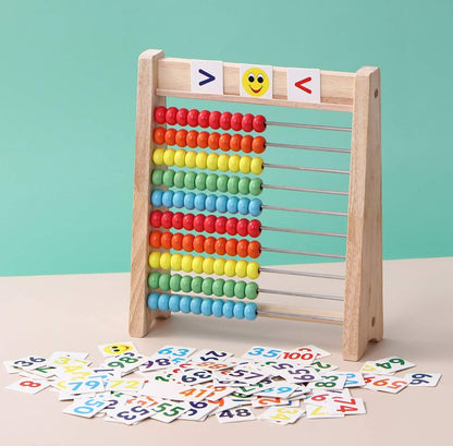 The 10 Row Wooden Counting Frame with Number Cards is a Classic Abacus with 100 Vibrant Beads