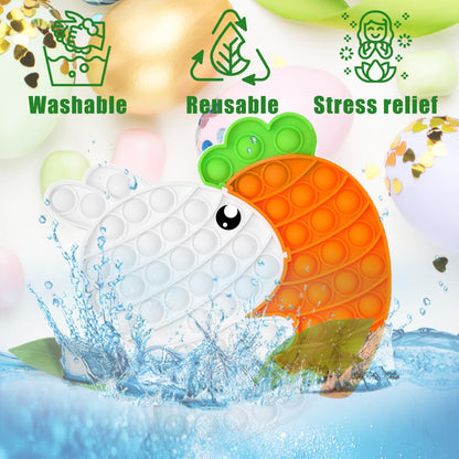 Improve fine motor skills and hand-eye coordination with the help of these Bunny Carrot Pop Bubble Fidget Sensory Toys