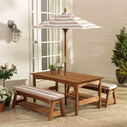Wooden table and bench kid's outdoor set