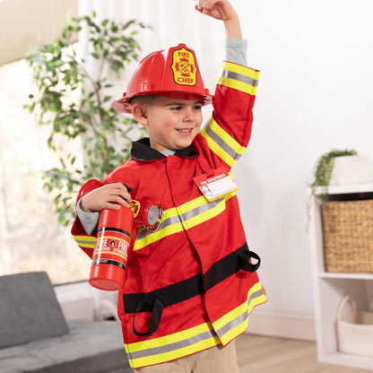 The Melissa & Doug Fire Chief Role Play Costume Set includes everything a child needs to look the part