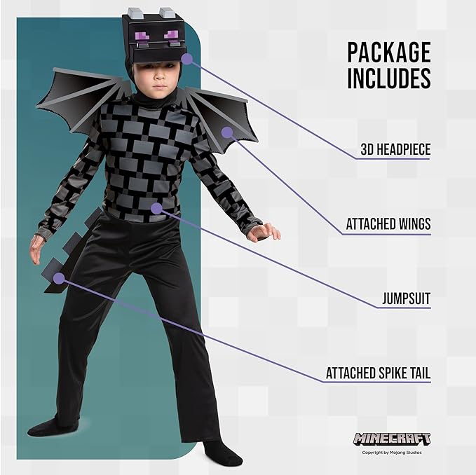 Dress to impress this Halloween with the Minecraft Ender Dragon costume for kids