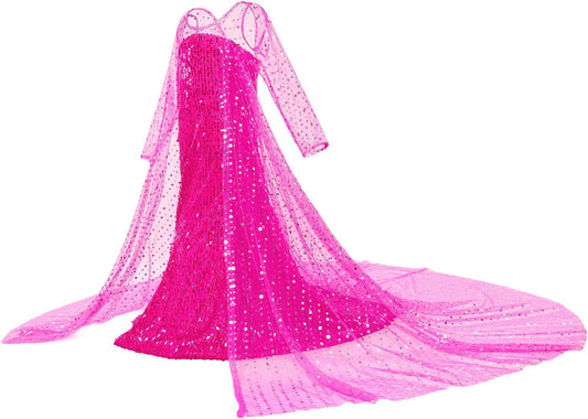 Luxury Princess Dress Costumes with Shining Long Cape