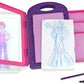 The Melissa & Doug fashion design kit includes everything needed for simple and fun fashion plate rubbings