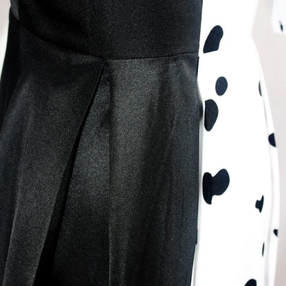 Your little princess will embrace Halloween in this colorful Dalmatian print costume