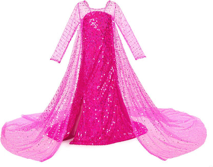 Luxury Princess Dress Costumes with Shining Long Cape