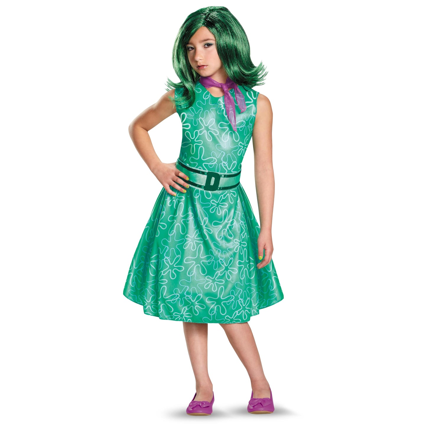 Transform into the sassy character from Inside Out with the officially licensed Disney Pixar Inside Out Disgust Costume for Kids