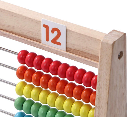 The 10 Row Wooden Counting Frame with Number Cards is a Classic Abacus with 100 Vibrant Beads