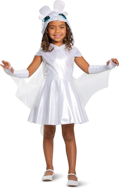 Transform into the majestic and powerful Light Fury from How to Train Your Dragon: Hidden World with this officially licensed costume