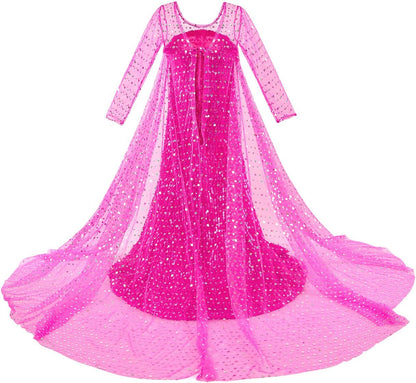 Luxury Princess Dress Costumes with Shining Long Cape