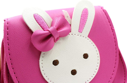 Cute eco-friendly rabbit crossbody purse with small bow for little girls to carry their small items