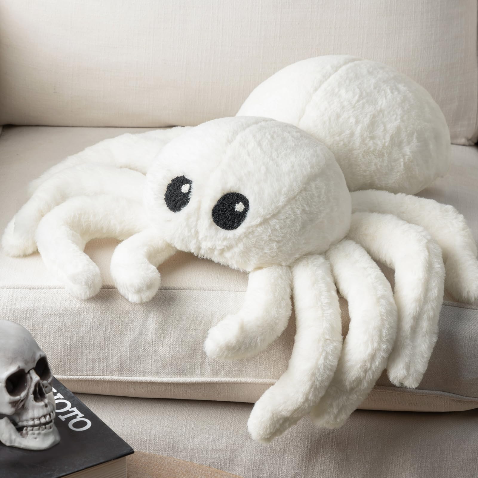 Enhance your Halloween decor with this charming white wolf spider throw pillow