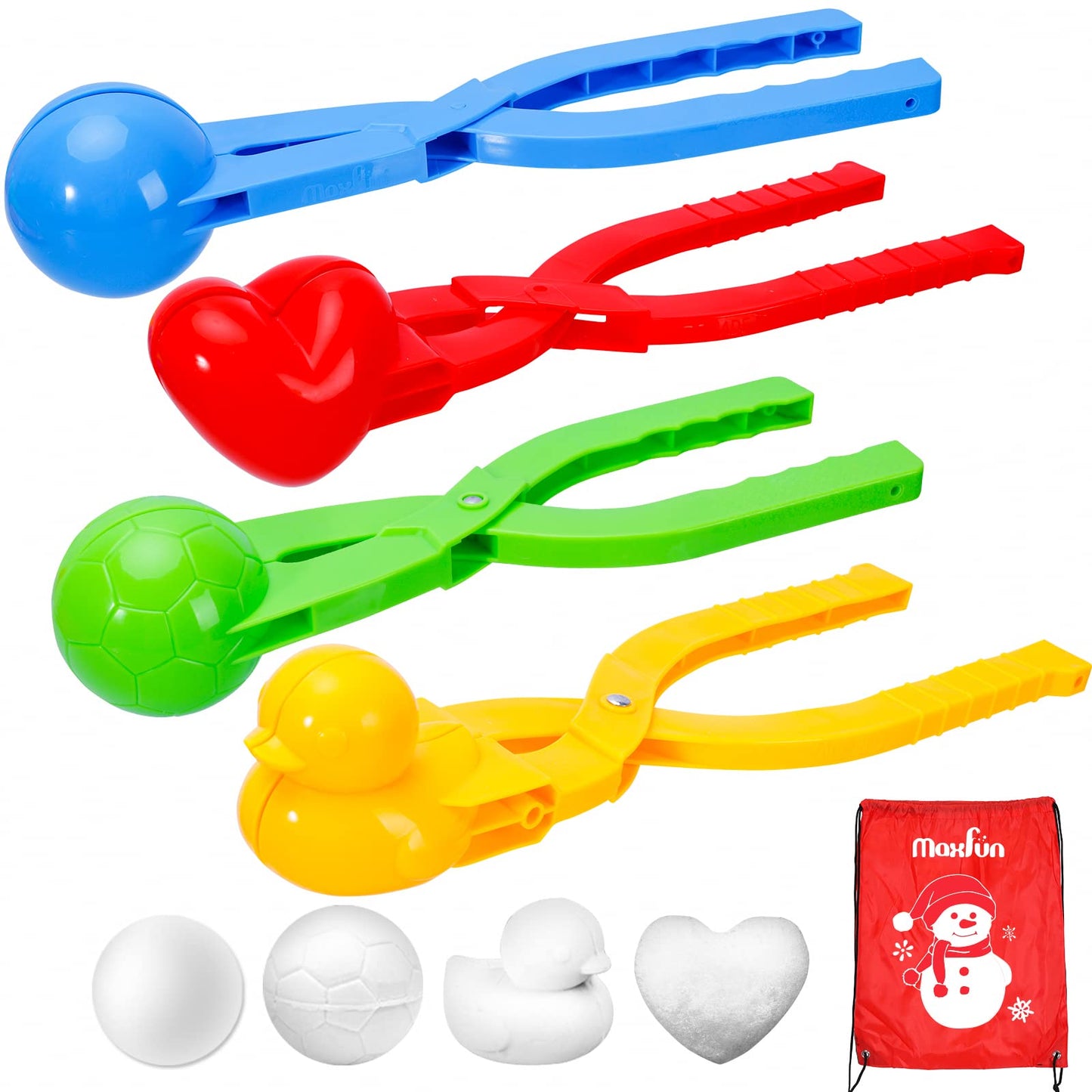 The Max Fun 4 Pack Snowball Maker is perfect for kids and comes with a drawstring bag