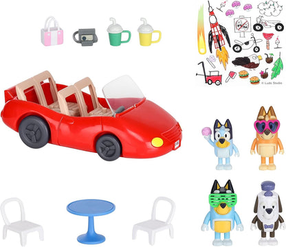 Immerse yourself in the world of Bluey with the Bluey Convertible Vehicle and 4 Figure Pack