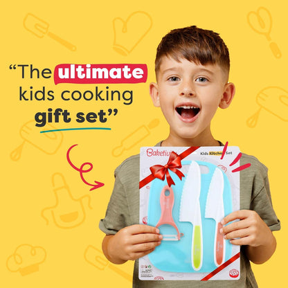 Kid Safe Cutting Board, Peeler, Plastic Kids Knife Set