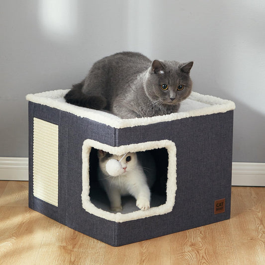 Cat Cave Bed with Scratch Pad and Hideaway Tent