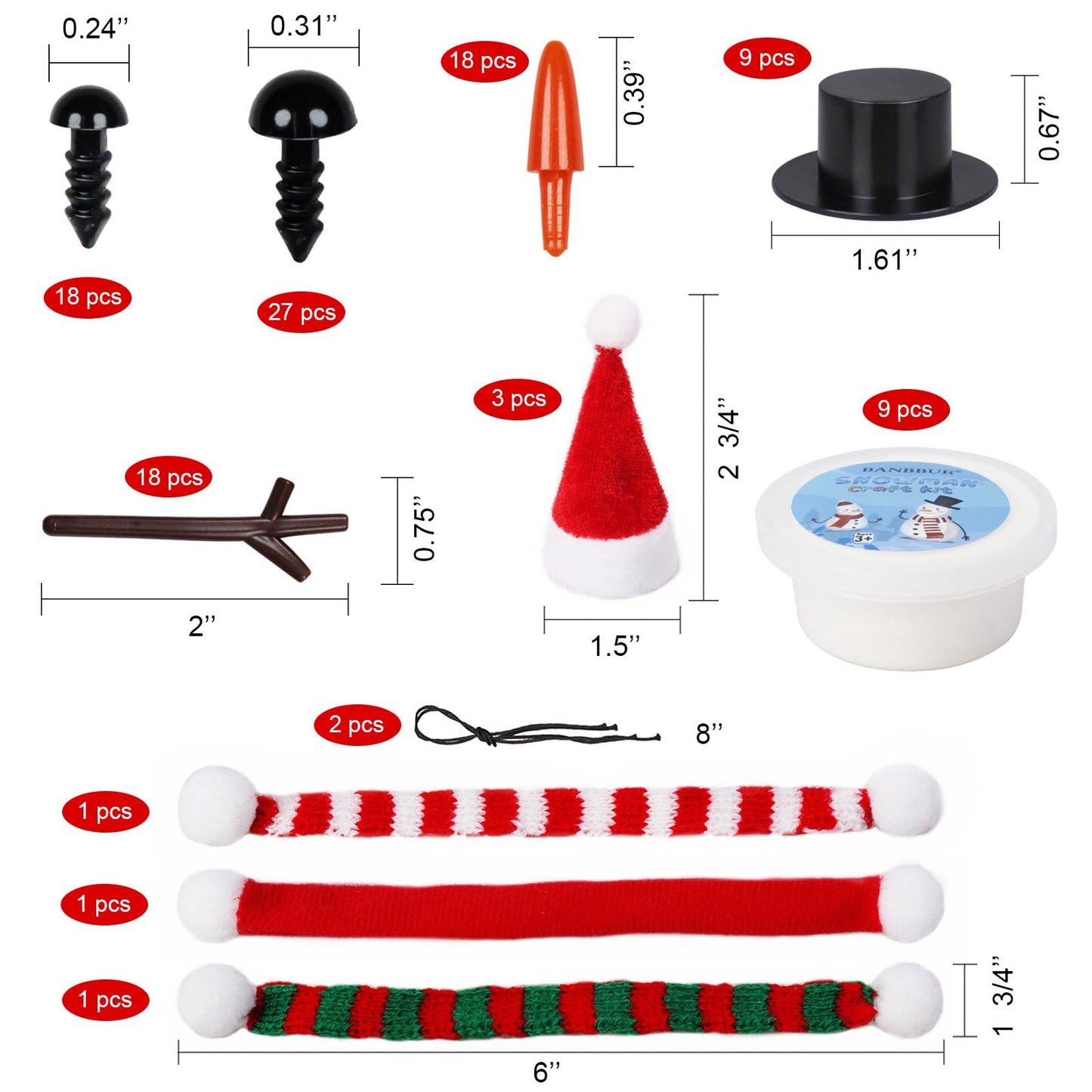 Christmas Craft Build a Snowman DIY Kit - 9 pack