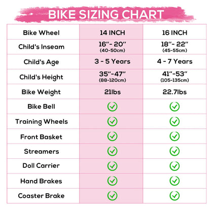 Whether your child is just learning to ride or is already a pro, WEIZE Girls bicycle is perfect for her