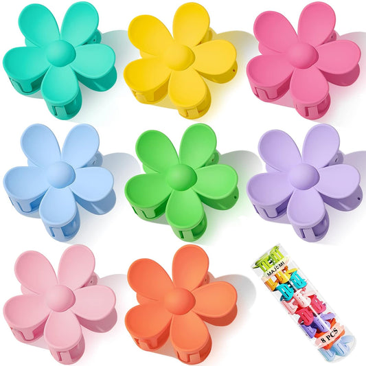 Flower Hair Claw Clips - 8 pc, 8 Colors