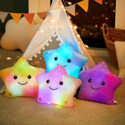 Creative twinkle star glowing LED lights inside the pillow change color