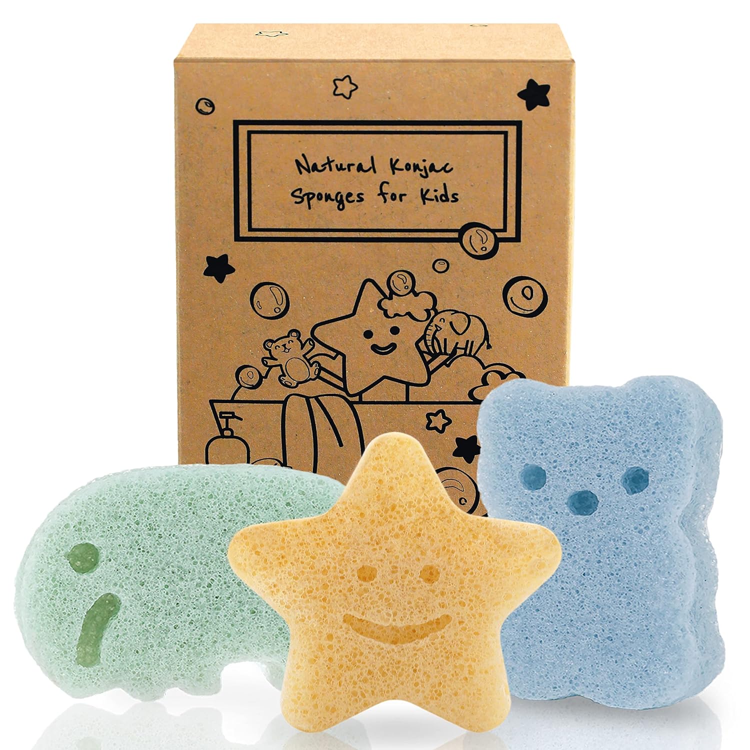 Designed with adorable elephant, bear, and star shapes, this bath set is sure to delight during bath time