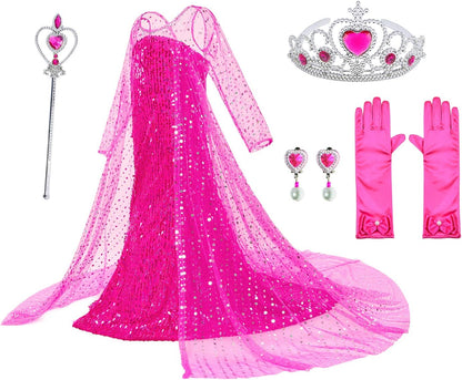 Luxury Princess Dress Costumes with Shining Long Cape