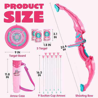 Discover the fun and excitement of archery with our LED Light Up Pink Bow and Arrow Toy Set
