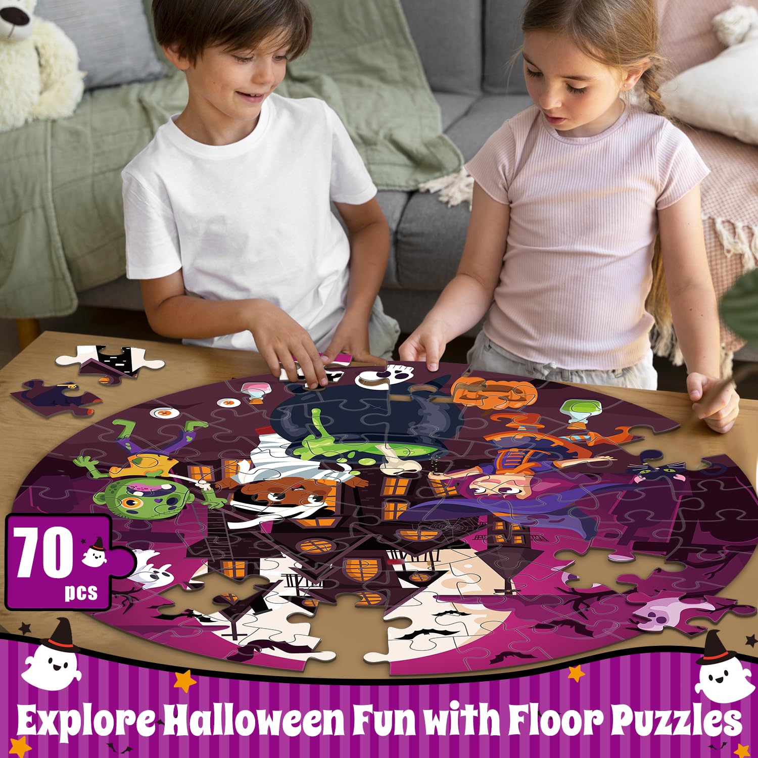 Explore a realm of eerie entertainment with our Giant Halloween Floor Puzzles for Kids