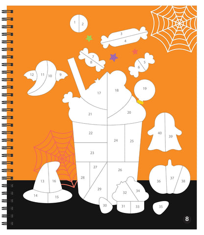 Keep your child engaged while creating fun, spooktacular art, with Sticker by Number Halloween