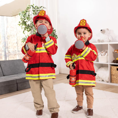 The Melissa & Doug Fire Chief Role Play Costume Set includes everything a child needs to look the part
