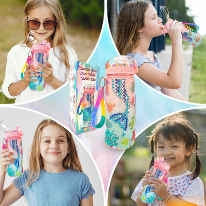 DIY water bottle kits feature themes that little girls love, including unicorns and mermaids