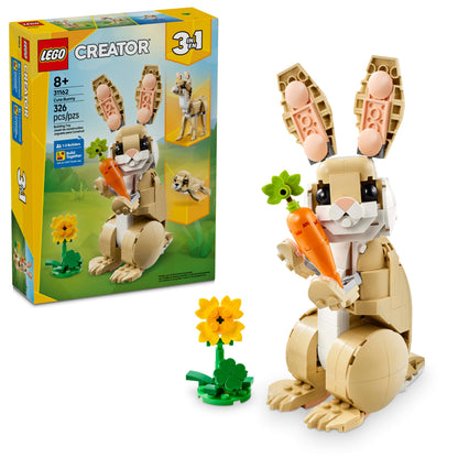The Cute Bunny LEGO Creator 3 in 1 set offers a fun and engaging building experience for kids ages 8 and up