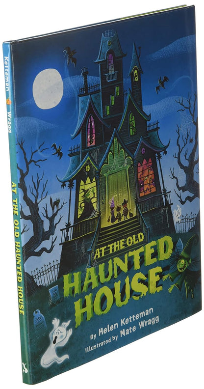 At the Old Haunted House, readers will explore a spooky tale of a warty green witch and her young witchy companion