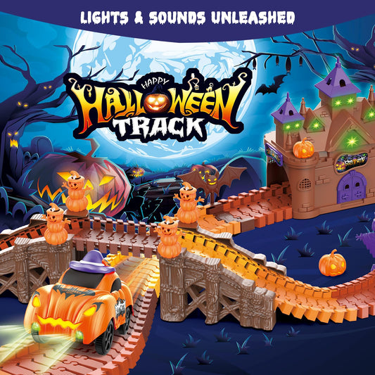 Take an exciting and immersive journey through a thrilling castle in spooky fun with Halloween track car toys