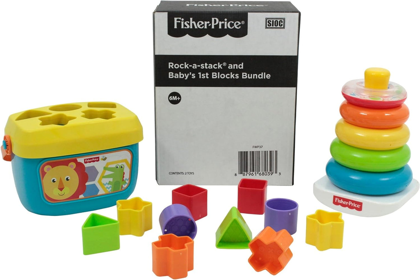 Fisher-Price Rock-a-Stack Ring Stacking Toy and Baby’s First Blocks Set