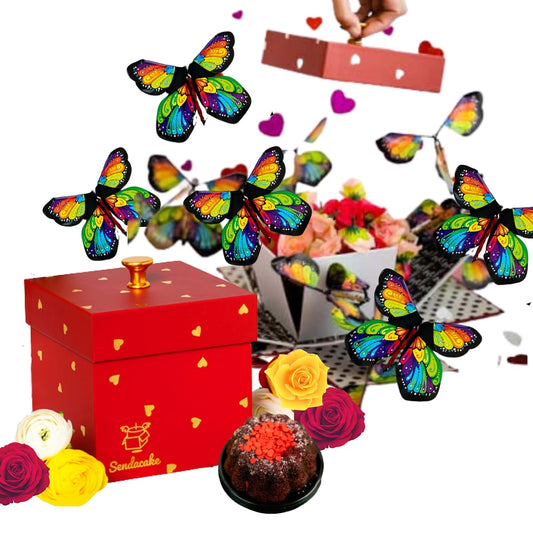 SendaCake Valentine's Day Butterfly Surprise Explosion Gift Box