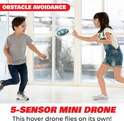 Made for kids and adults, this mini drone features obstacle avoidance technology and vibrant LED lights