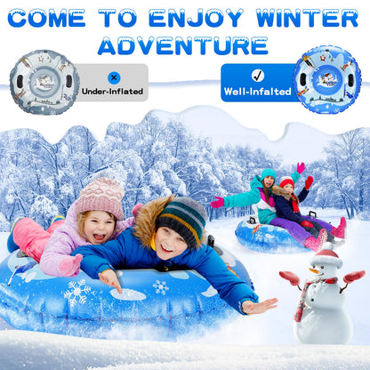 Prepare for winter fun with the Neddie 40’’ Inflatable Snow Tube with Cold-Resistant PVC and Raised Handle