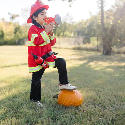 The Melissa & Doug Fire Chief Role Play Costume Set includes everything a child needs to look the part