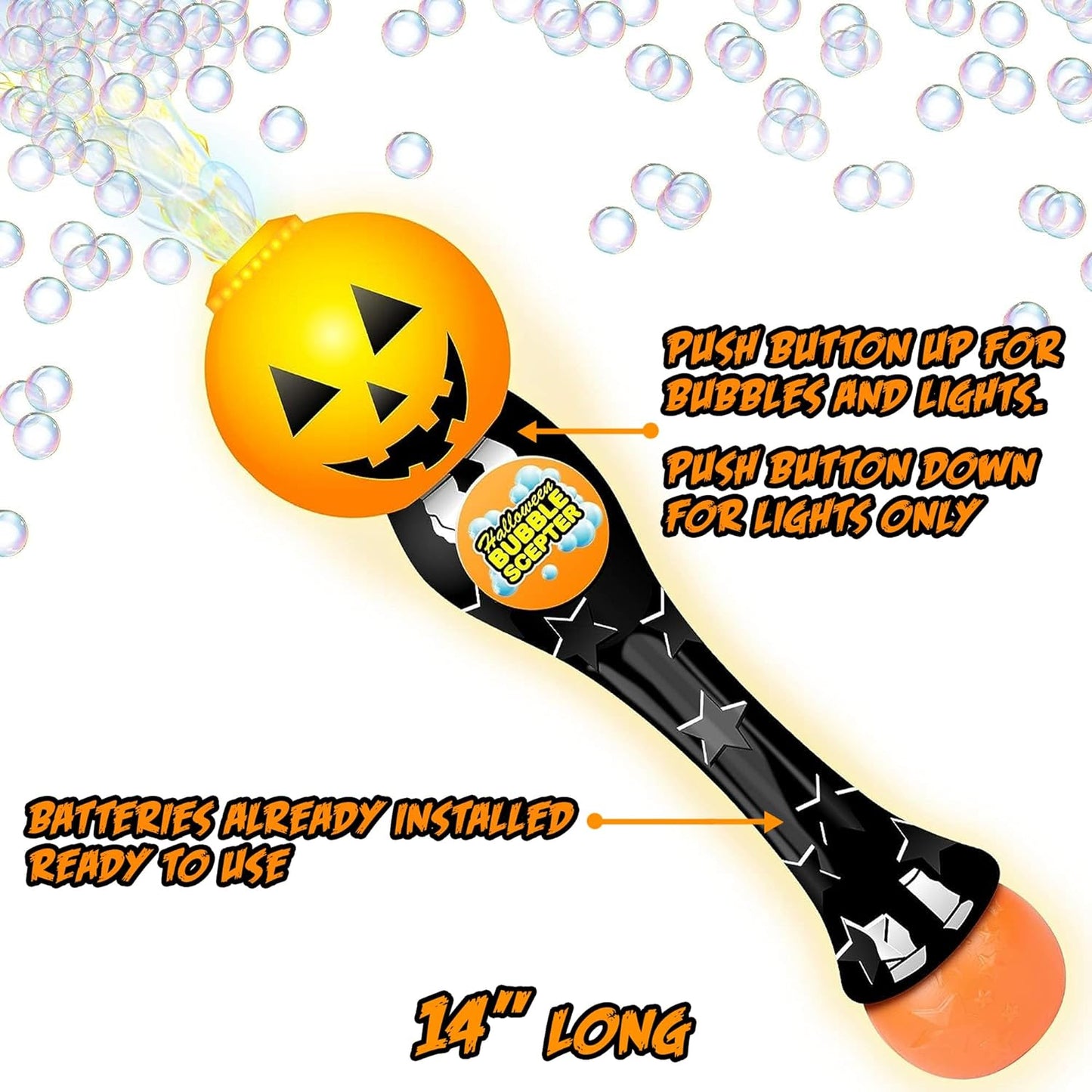 Halloween Pumpkin Bubble Blower Wand with Thrilling LED & Sound Effects