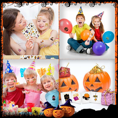 Get ready for Halloween with 125+ cute and colorful temporary tattoos featuring popular Halloween elements like pumpkins, bats, cats, ghosts, witches, skulls, and graves