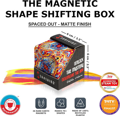 Experience the ultimate in puzzle box toys with the Shashibo sensory box with 4 unique and mesmerizing patterns