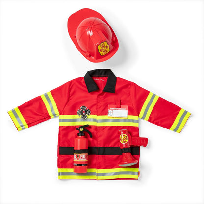 The Melissa & Doug Fire Chief Role Play Costume Set includes everything a child needs to look the part