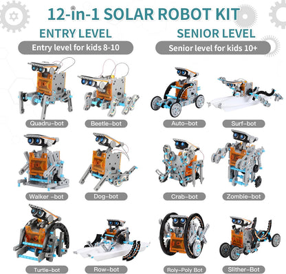 With the ability to create over 12 different types of robots, this STEM Solar Robot Kit is perfect for early education