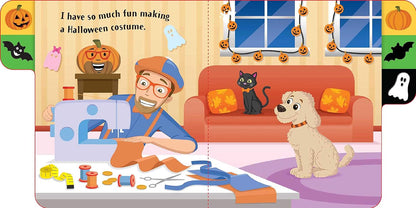 Blippi thoroughly enjoys Halloween, from selecting pumpkins at the patch to designing the ideal costume for his dog Lyno