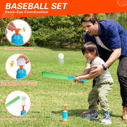 This outdoor toy set for kids includes various games and is perfect for family activities