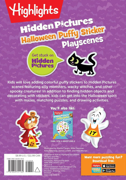 Halloween Hidden Pictures Puffy Sticker Playscenes Paperback with over 175 hidden objects to find