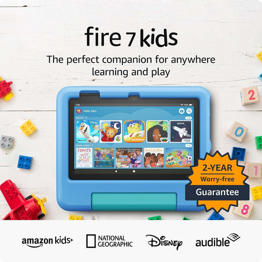 Amazon Fire 7 Kids tablet, 7" display, Blue
