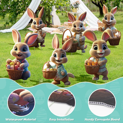 Add a festive touch to your outdoor space with this charming set of 6 unique Easter bunny decorations